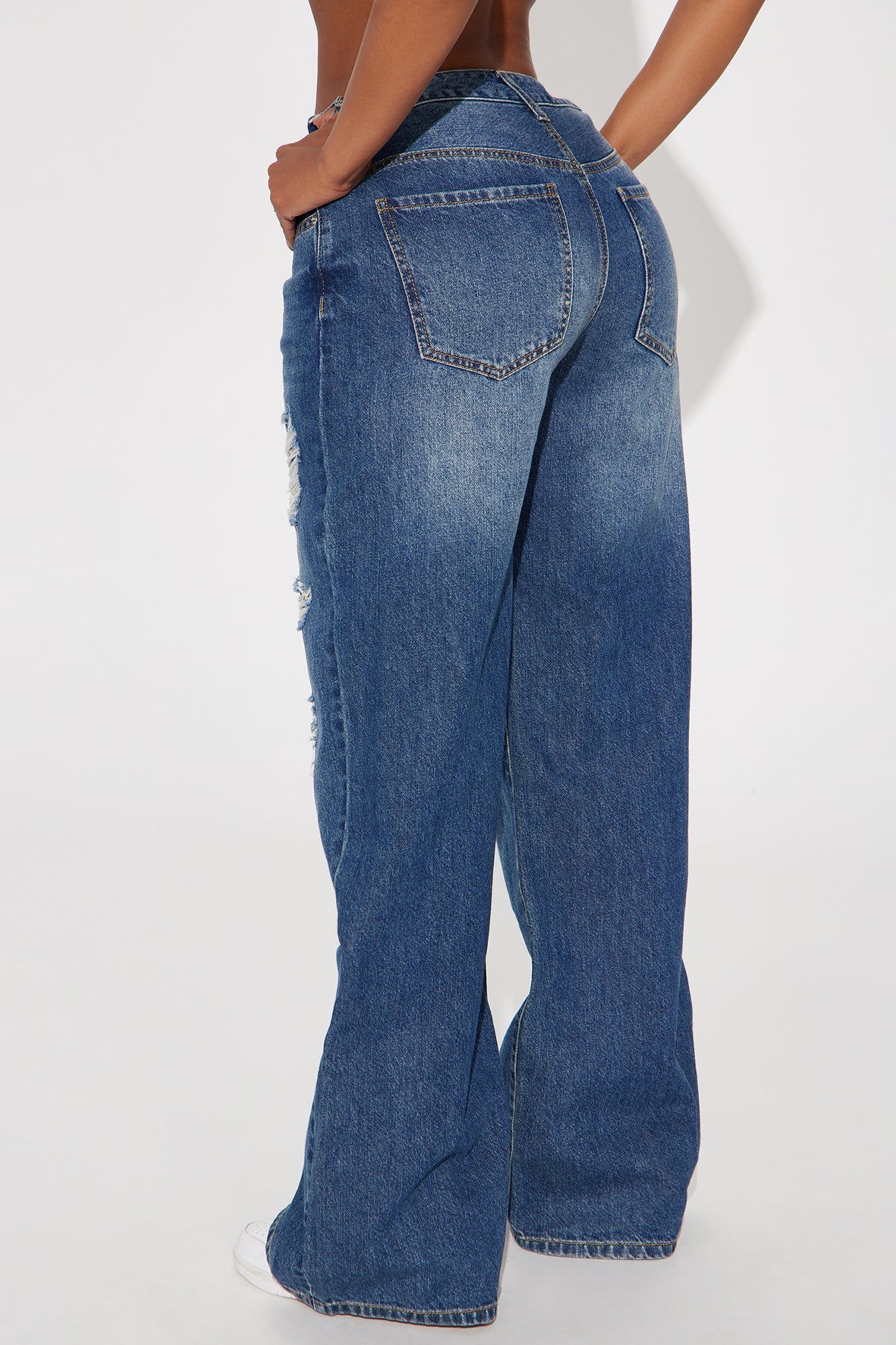 Staying Involved Rip And Repair Jeans - Dark Wash