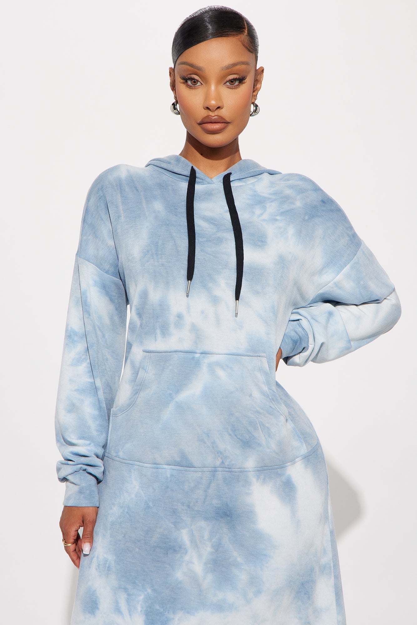 Tie Dye Sweatshirt Maxi Dress - Blue/combo