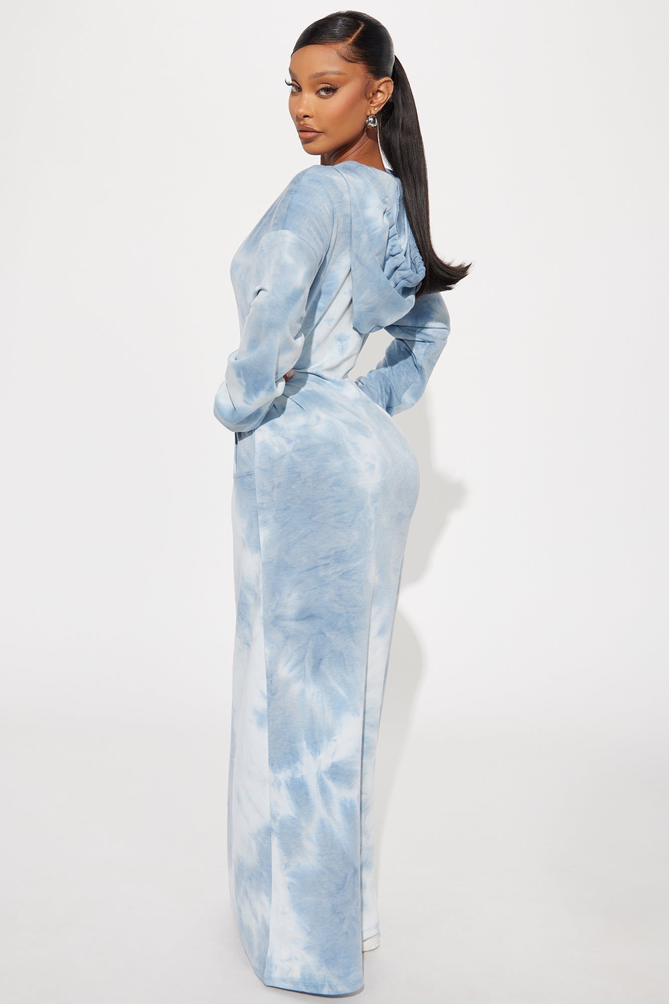 Tie Dye Sweatshirt Maxi Dress - Blue/combo