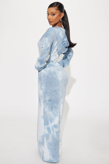 Tie Dye Sweatshirt Maxi Dress - Blue/combo