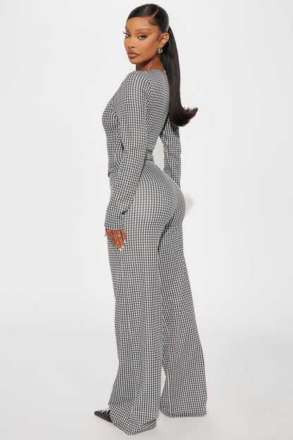 Nine To Five Jumpsuit - Black/White