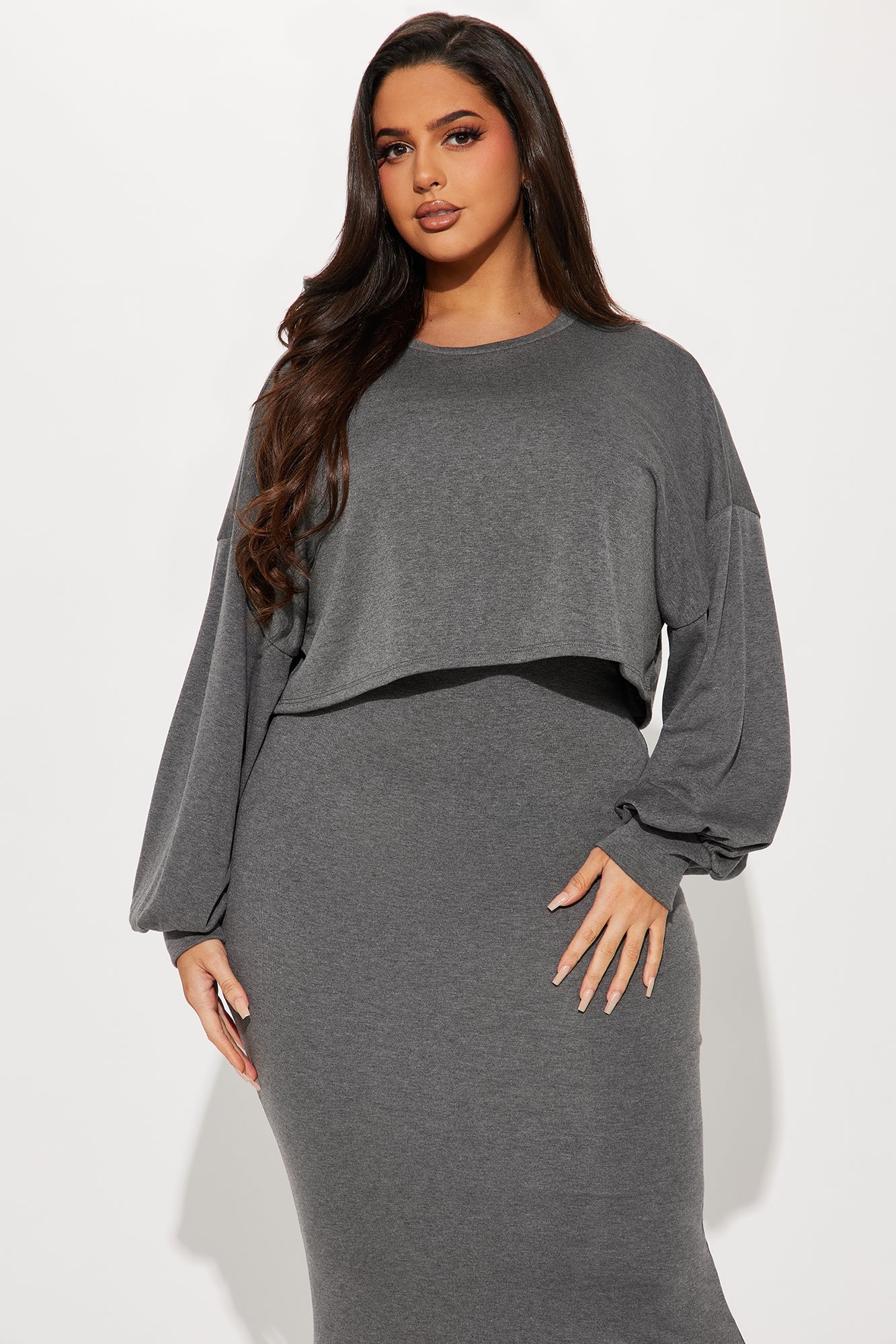 Weekend 2 Piece Maxi Dress Set - Charcoal