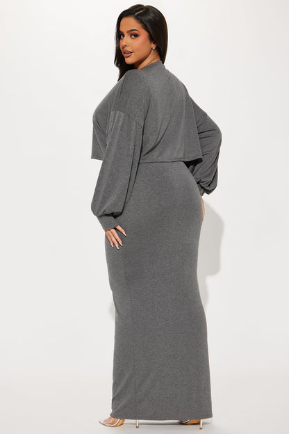 Weekend 2 Piece Maxi Dress Set - Charcoal
