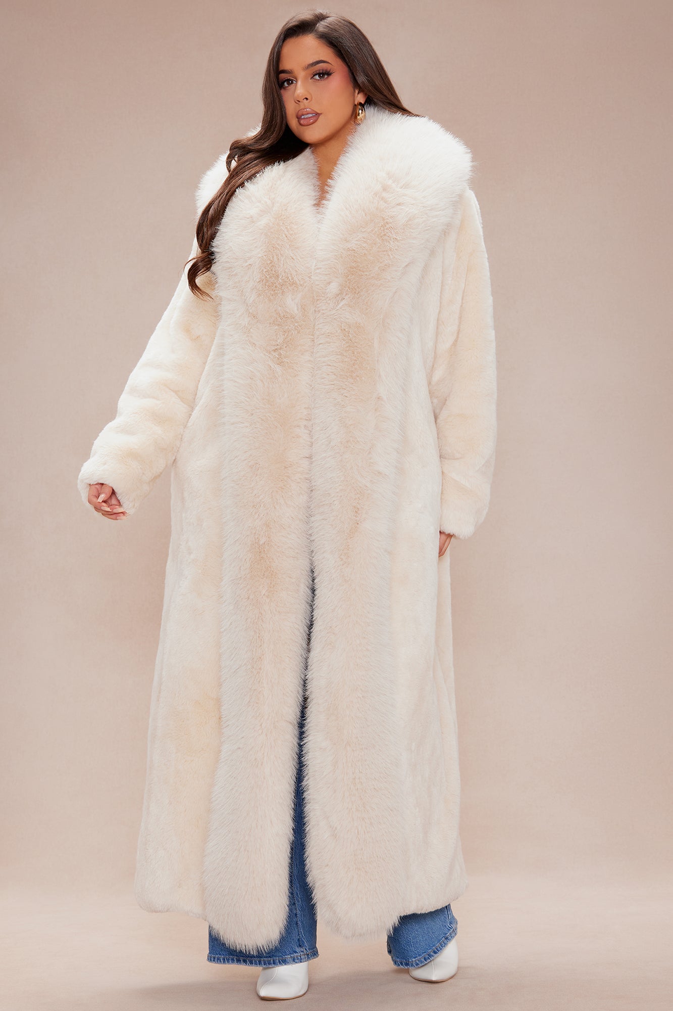 Dakota Maxi Fur Coat - Cream