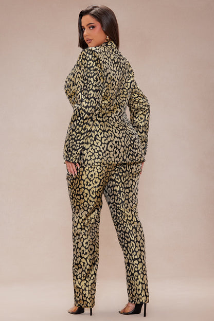 Stepping Out Leopard Suit Set - Chartreuse