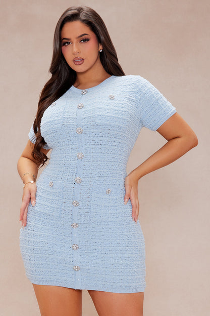 Sadie Sweater Mini Dress - Blue