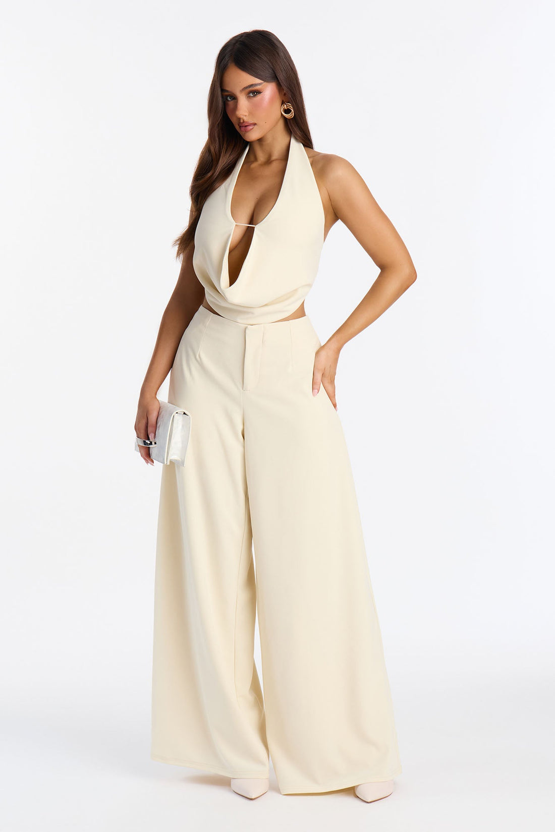 Cosette Crepe Super Wide Leg Trousers 33 - Ivory