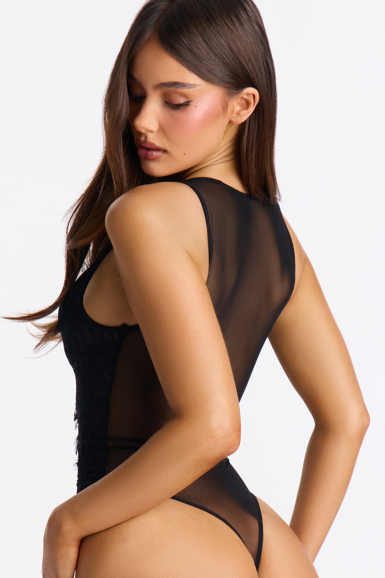 Indie Mesh Lace Teddy - Black