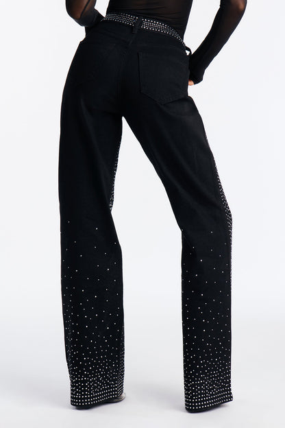 Tall Chasing A Dream Embellished Stretch Straight Leg Jeans - Black