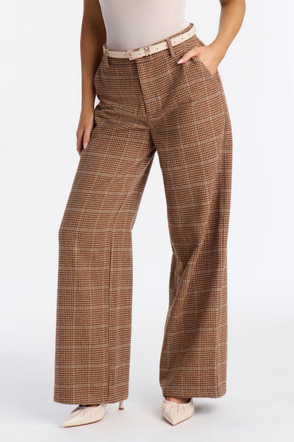 Coffee And Conversation Wide Leg Trouser Pant 32″ - Brown
