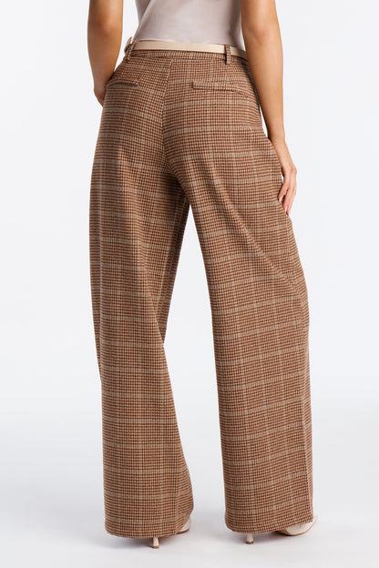 Coffee And Conversation Wide Leg Trouser Pant 32″ - Brown