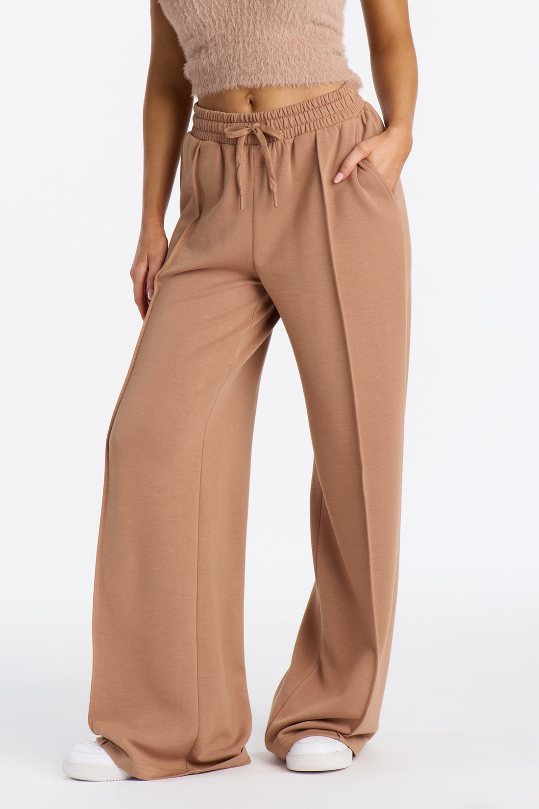Soft Side Wide Leg Sweatpants - Mocha