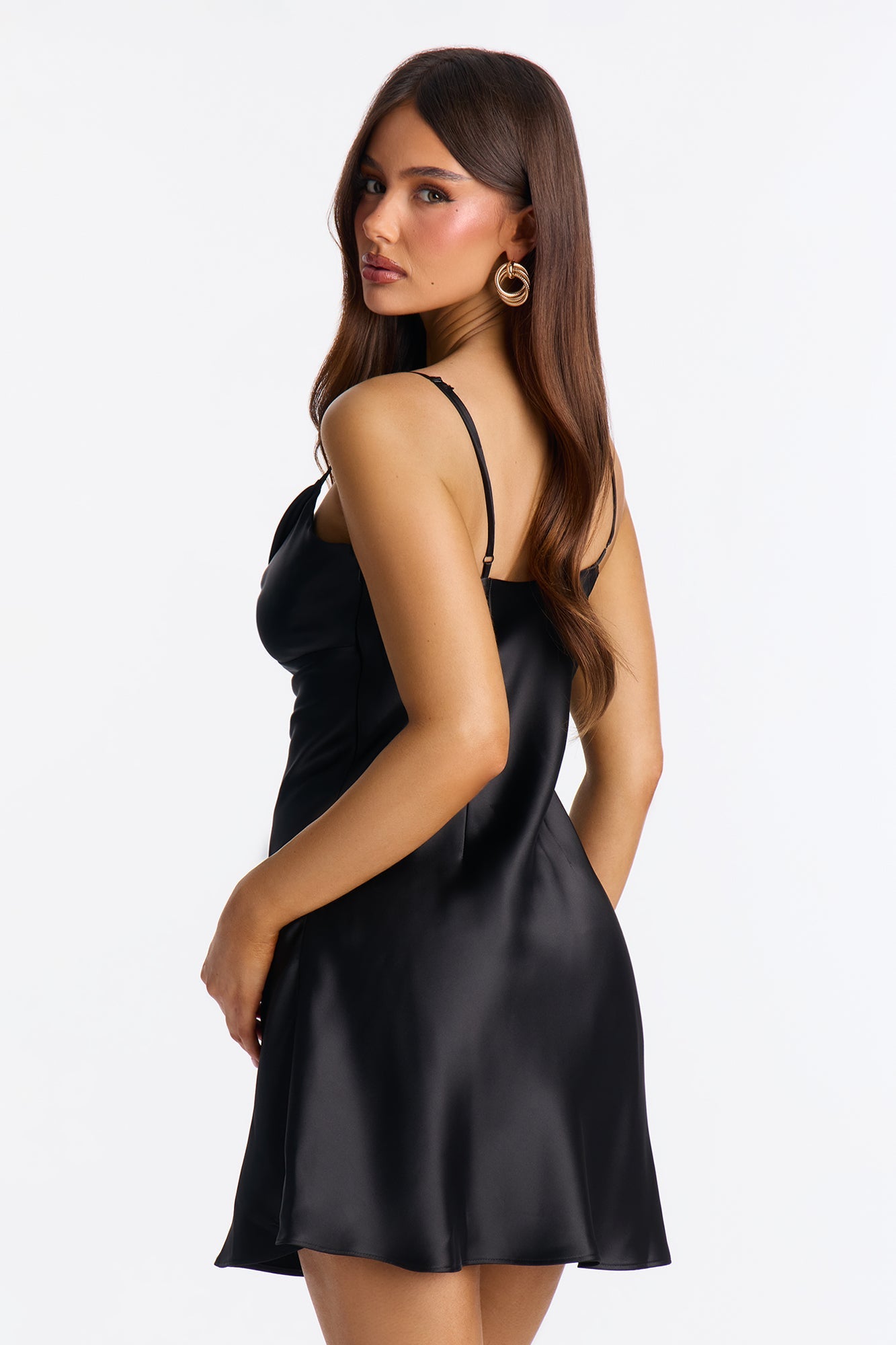 Play The Part Satin Mini Dress Set - Black