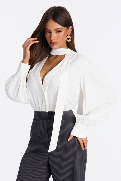 Lyla Pinstripe Tie Crepe Jumpsuit - Grey/combo