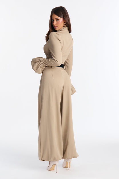 Sharp And Chic Balloon Pant Set - Taupe