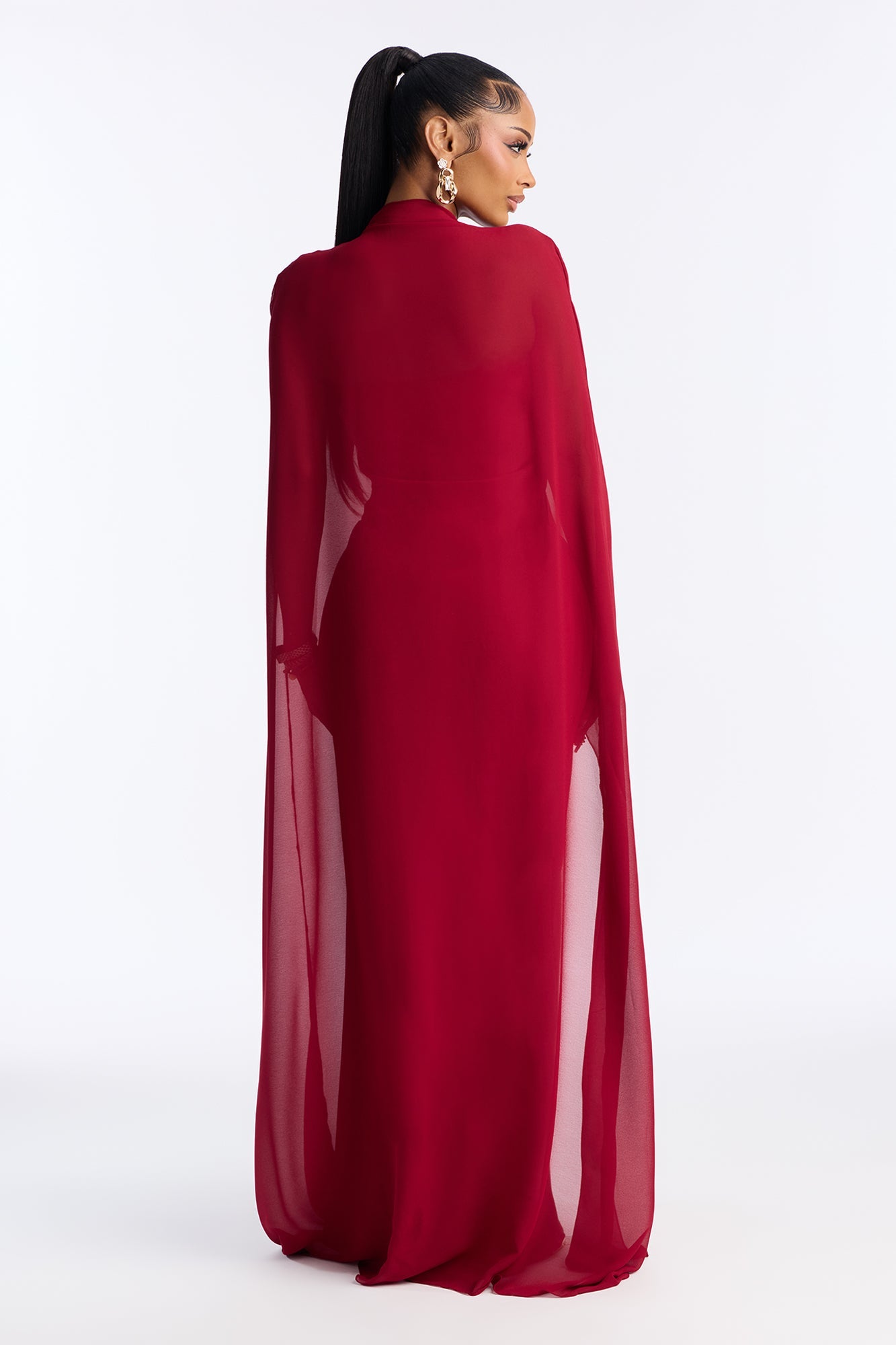 Silk Secrets Draped Satin Maxi Dress - Red