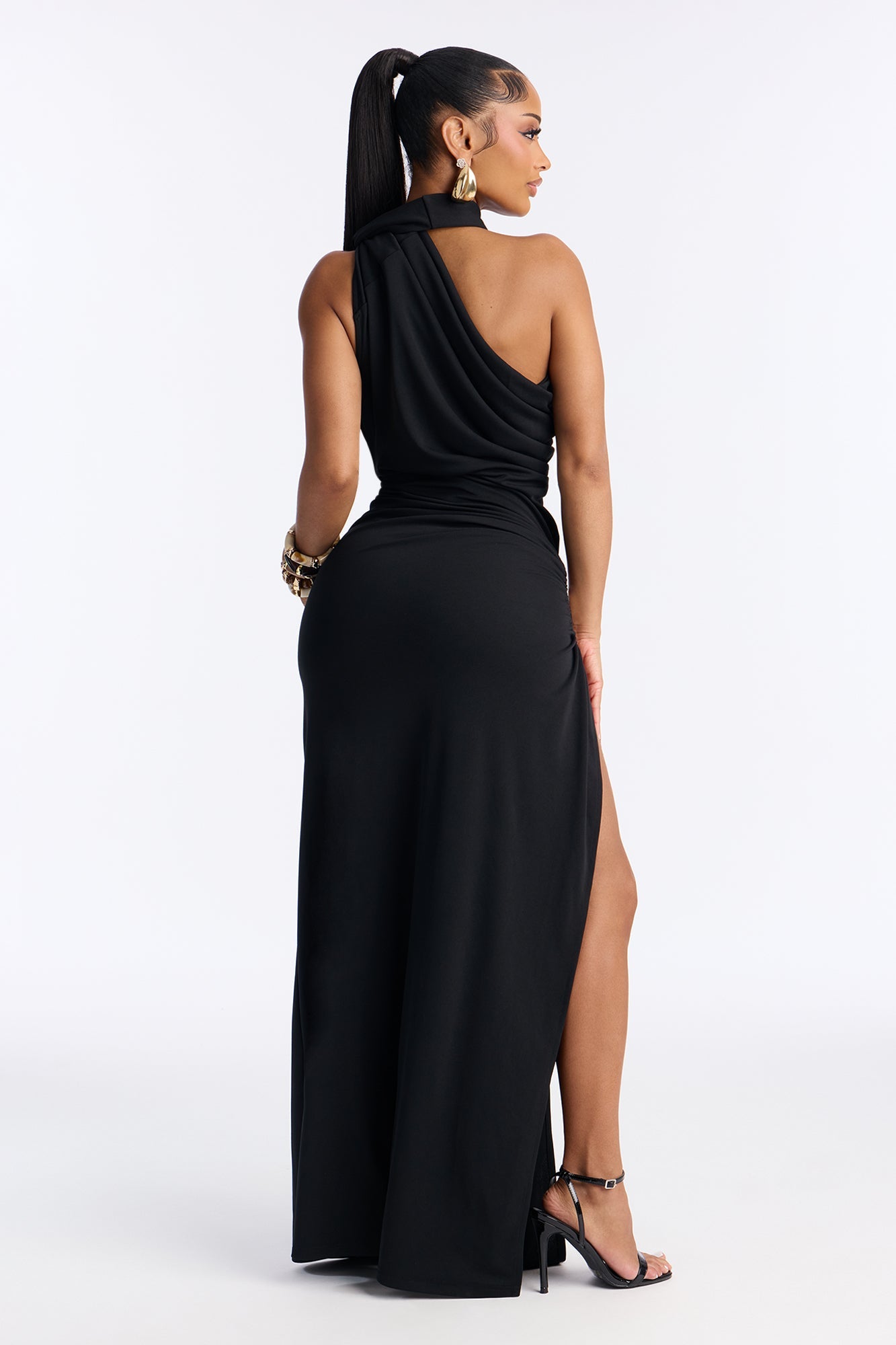 Jasmyn High Slit Maxi Dress - Black