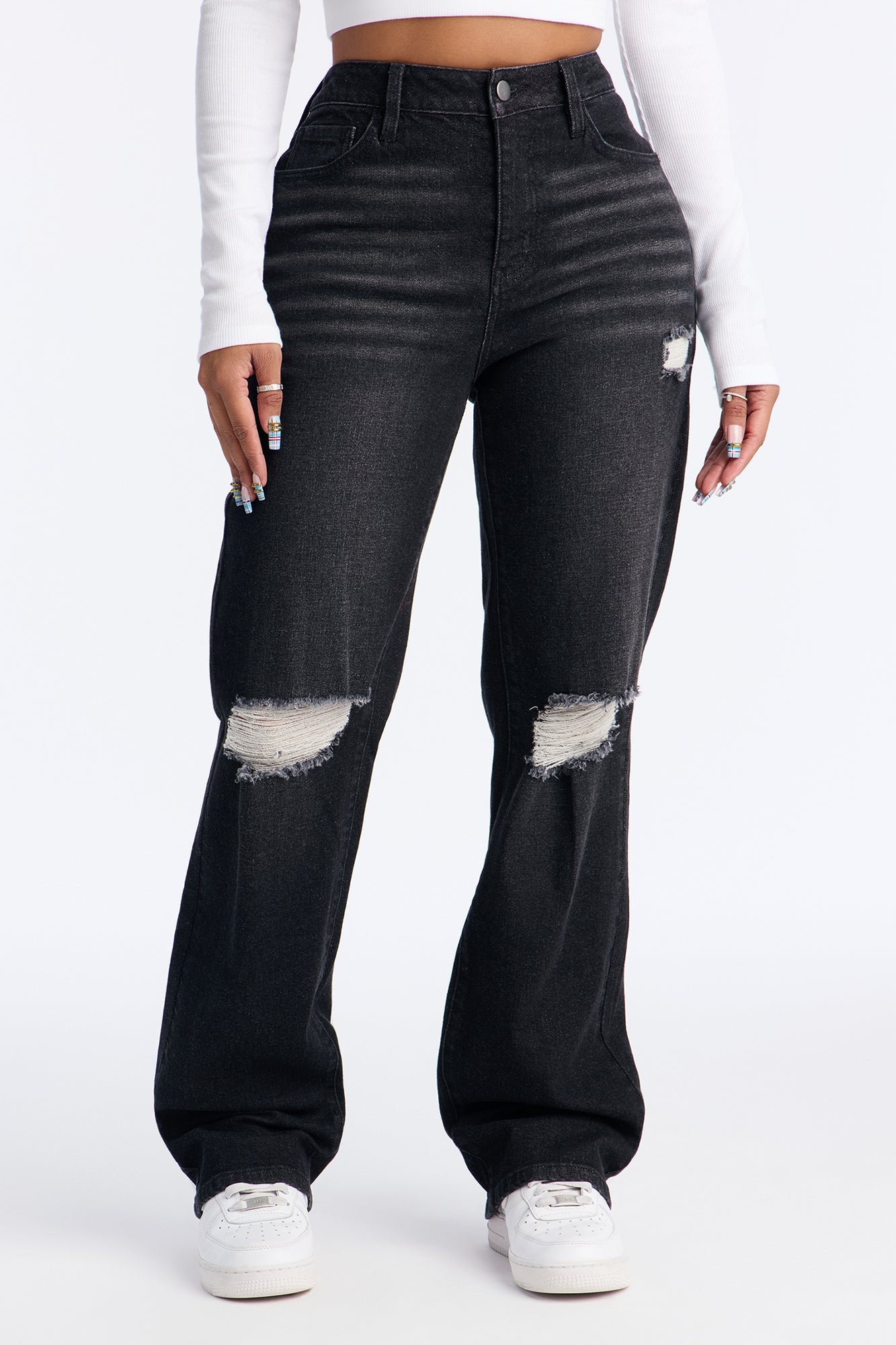 London Nights High Rise Straight Leg Jean - Black Wash