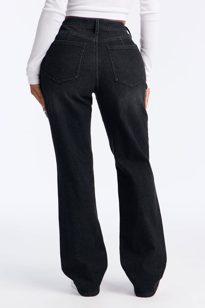London Nights High Rise Straight Leg Jean - Black Wash