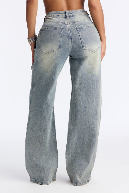 Next Chapter Baggy Wide Leg Jeans - Vintage Wash