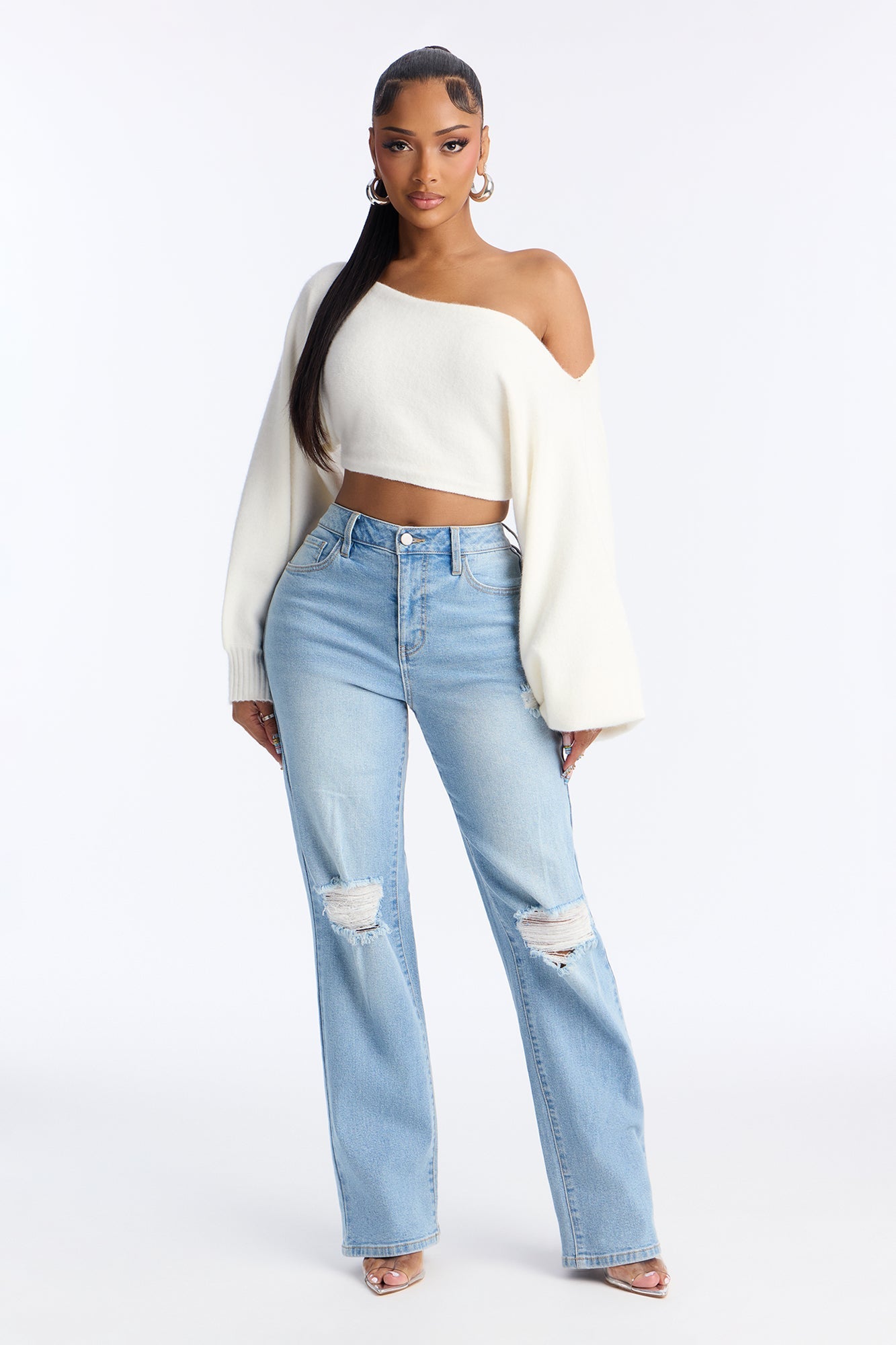 London Nights High Rise Straight Leg Jean - Medium Wash
