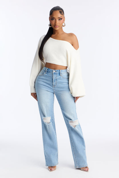 London Nights High Rise Straight Leg Jean - Medium Wash