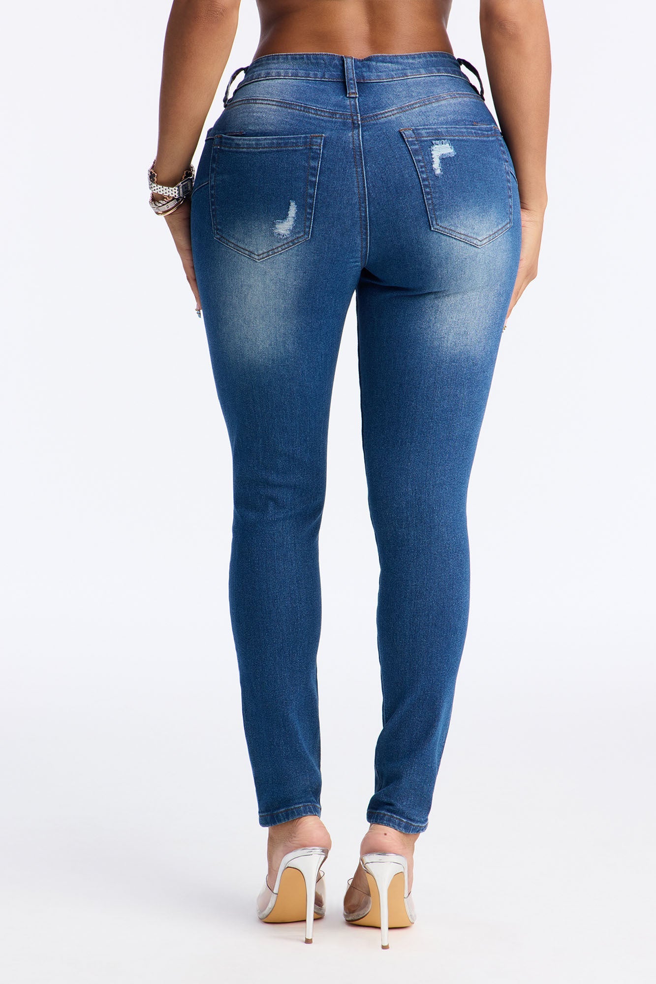 High Drive Ripped Skinny Jeans - Dark Wash