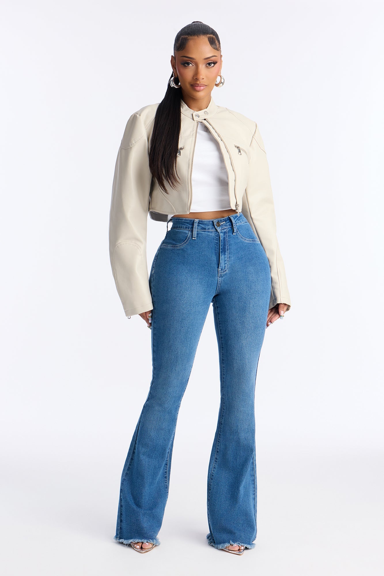 She Ate High Rise Stretch Flare Jeans - Medium Wash