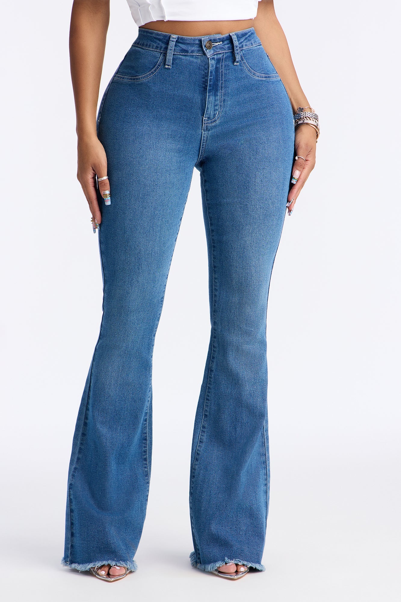 She Ate High Rise Stretch Flare Jeans - Medium Wash