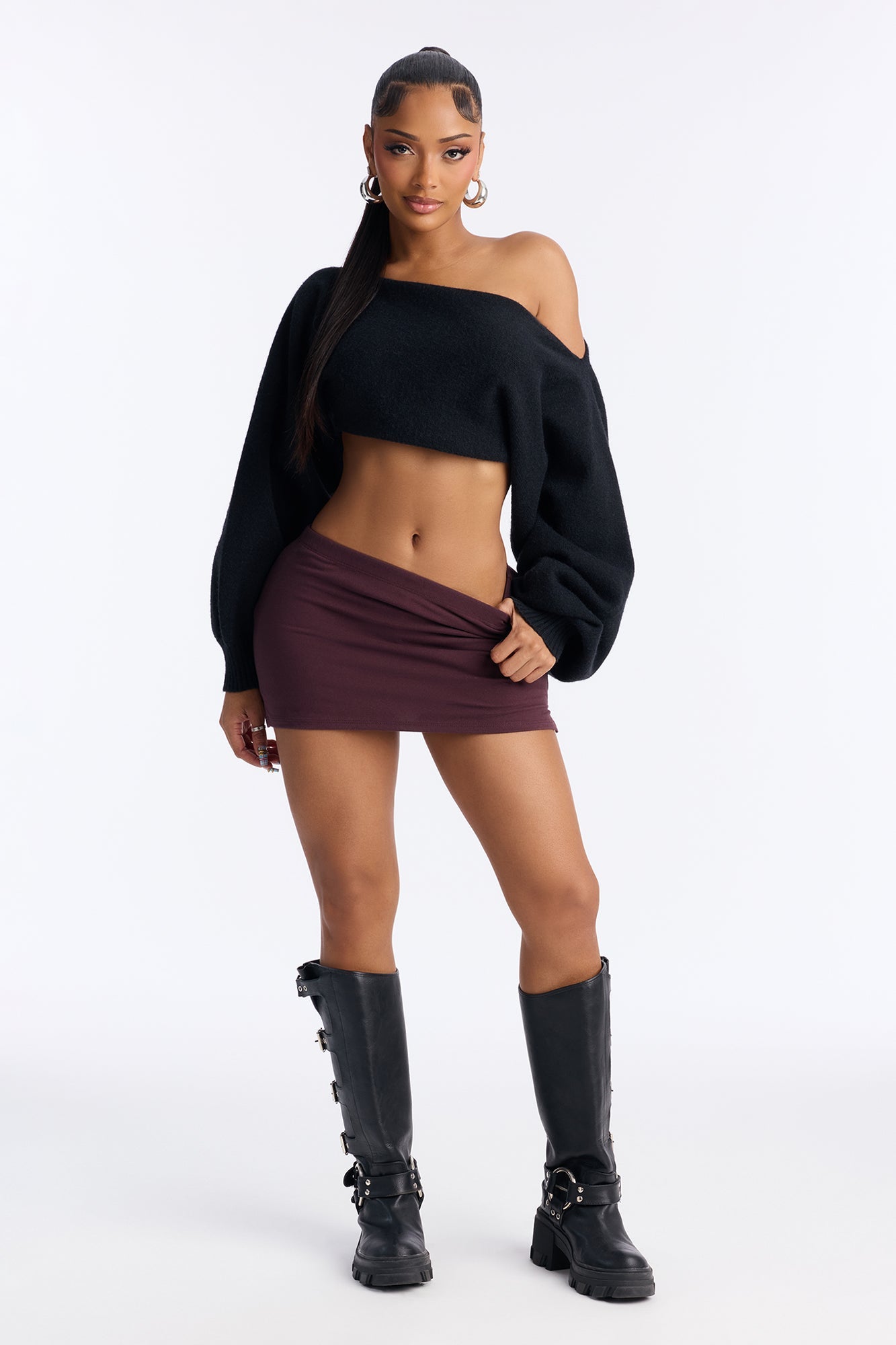 Quinn Jersey Micro Mini Skort - Chocolate