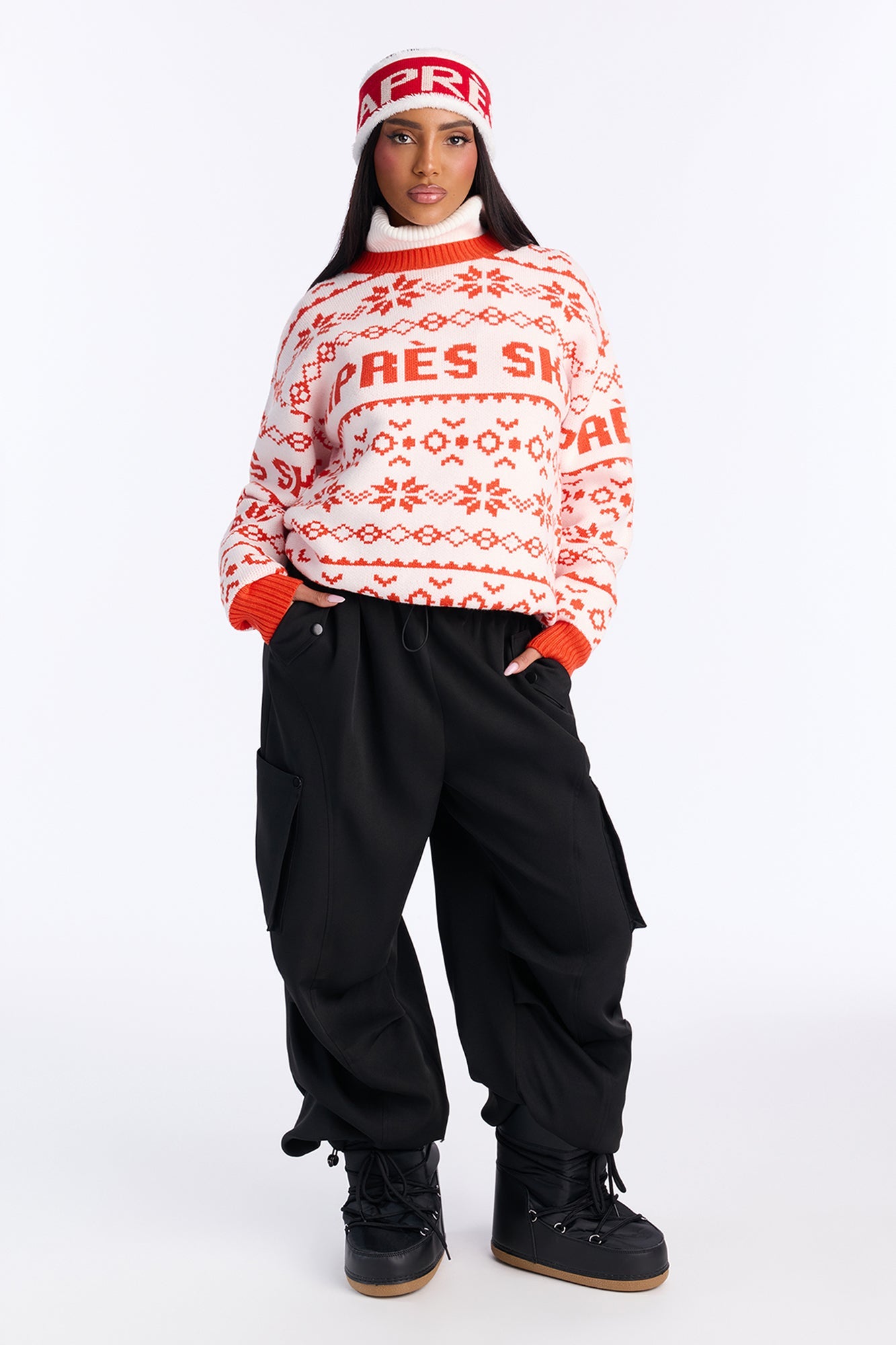 Apres Ski Season Pullover Sweater - Orange/combo