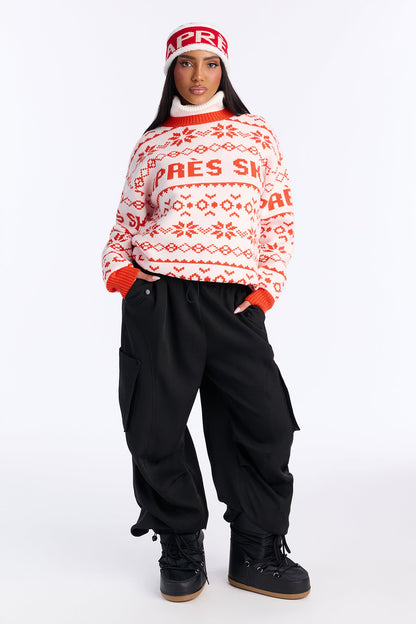 Apres Ski Season Pullover Sweater - Orange/combo