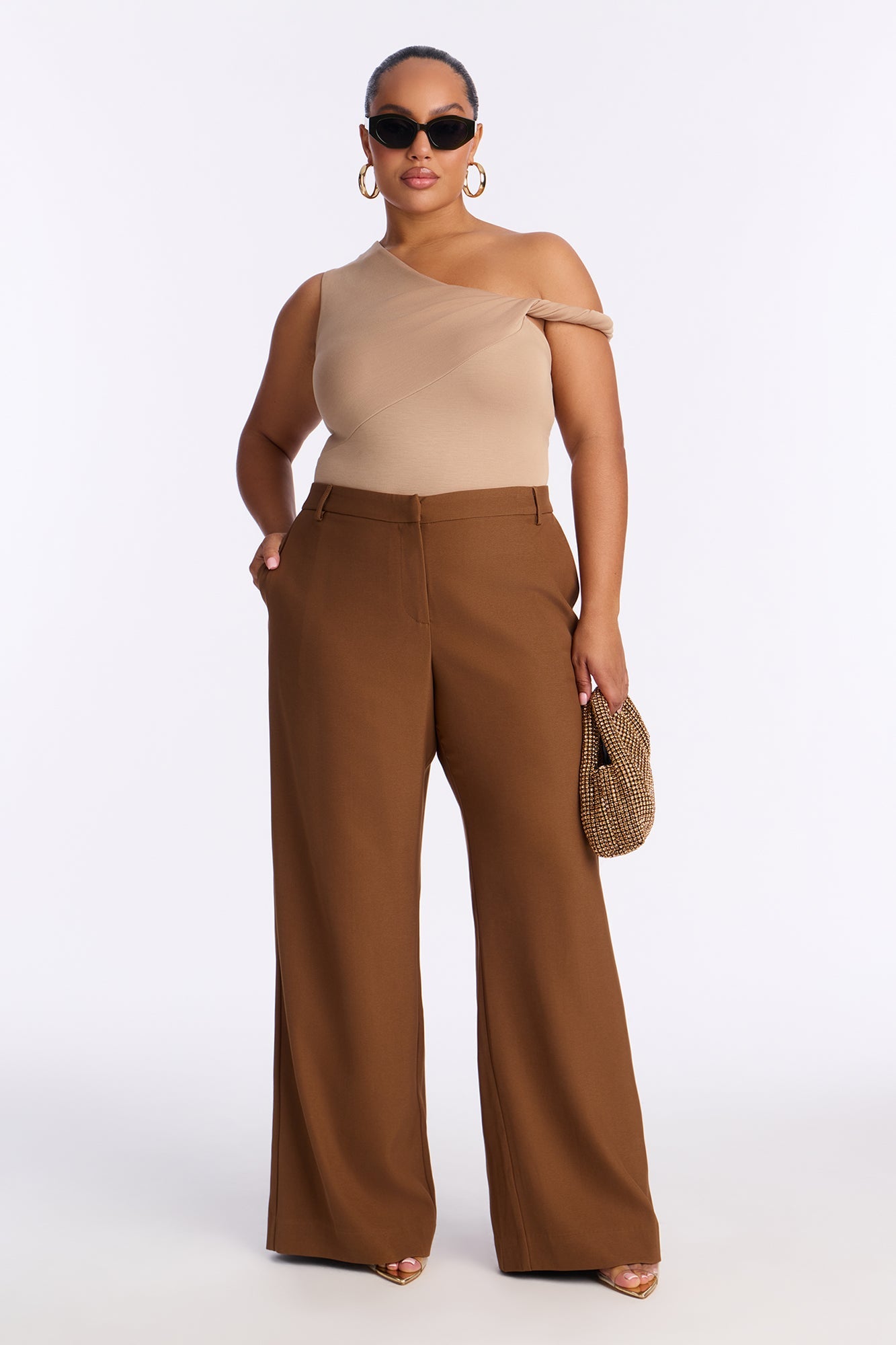 Hannah Crepe Low Rise Trousers 33 - Mocha