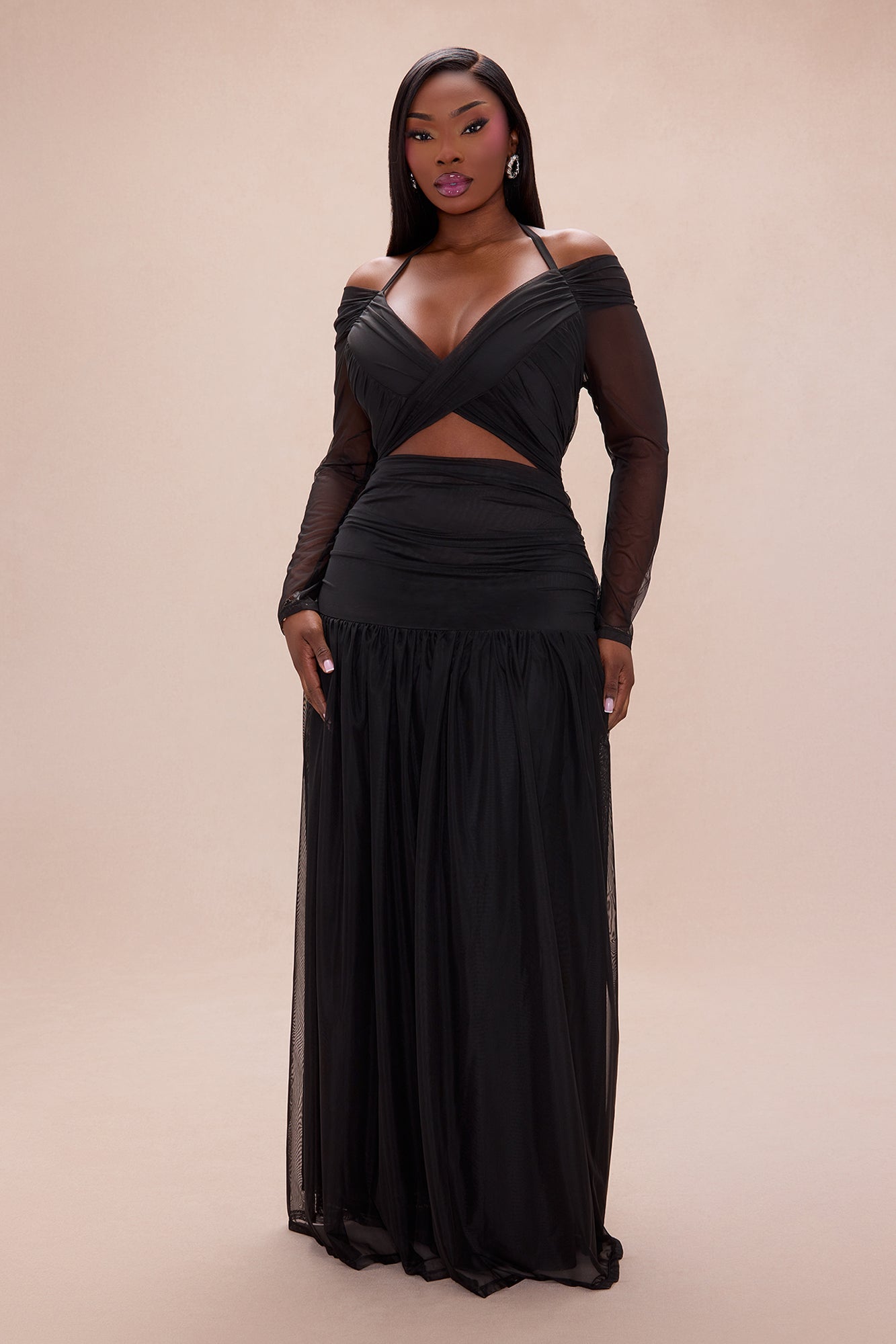 Born Bold Mesh Maxi Dress - Black