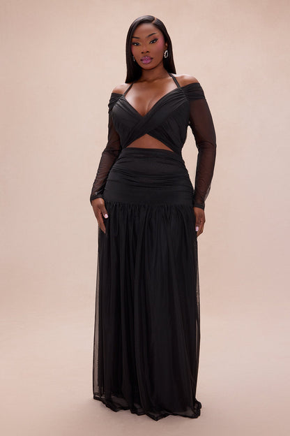 Born Bold Mesh Maxi Dress - Black