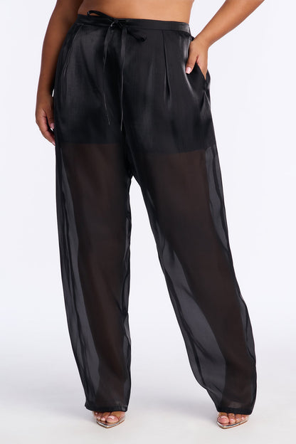 Midnight Madness High Rise Sheer Barrel Leg Pant 32″ - Black