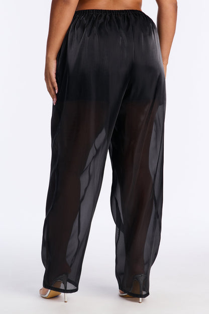 Midnight Madness High Rise Sheer Barrel Leg Pant 32″ - Black