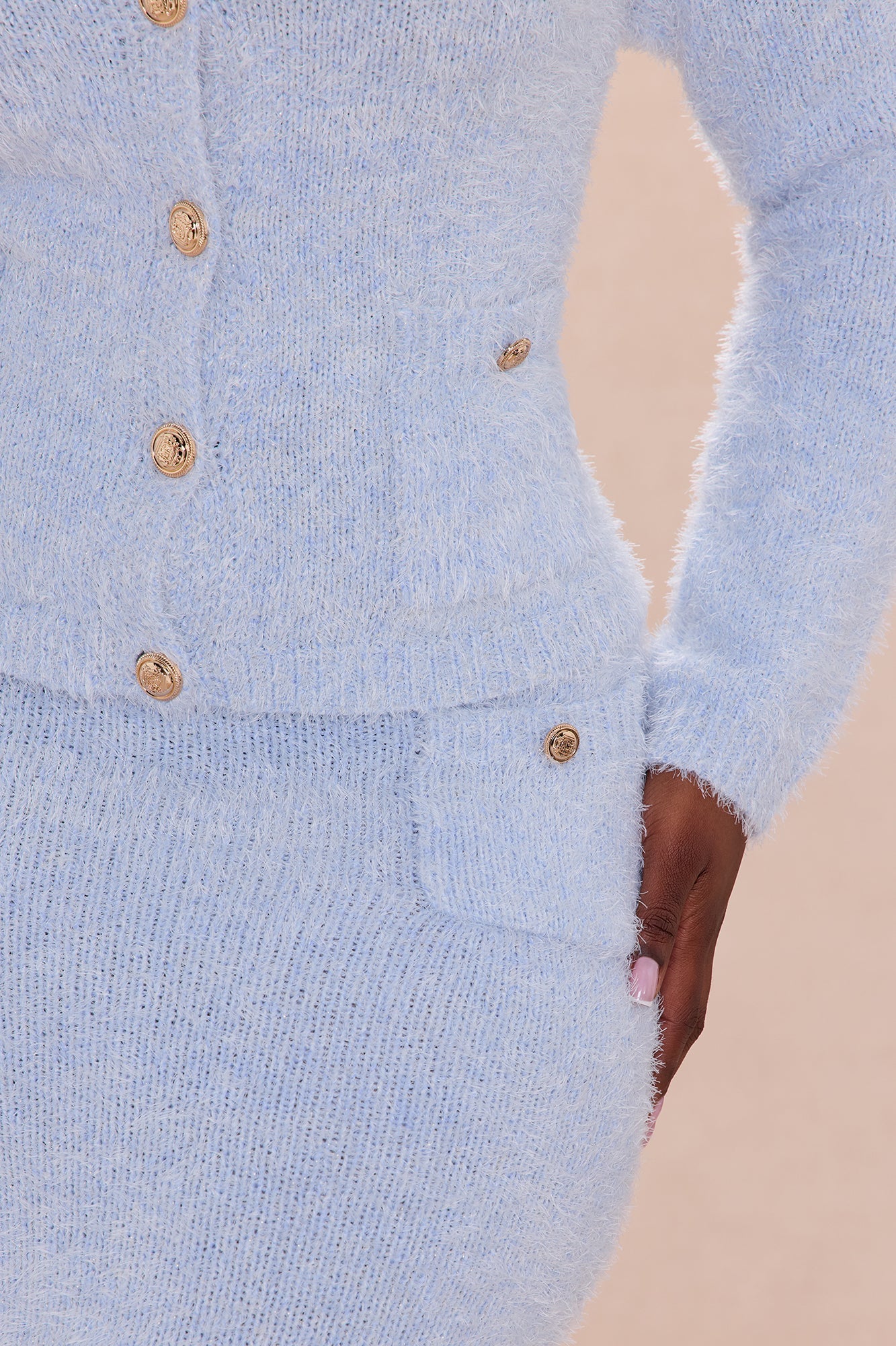 Arabella Cardigan Skirt Set - Light Blue