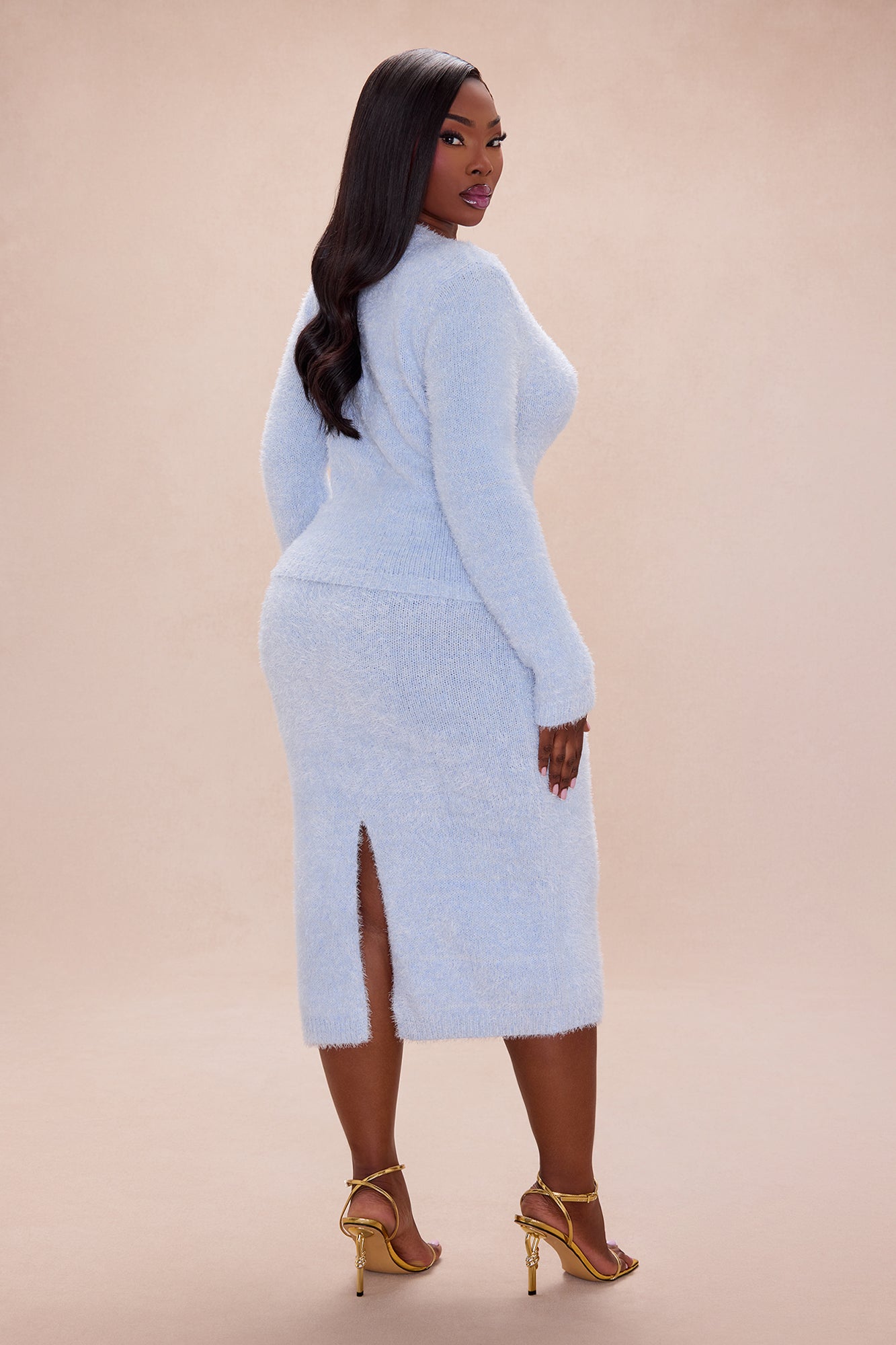 Arabella Cardigan Skirt Set - Light Blue