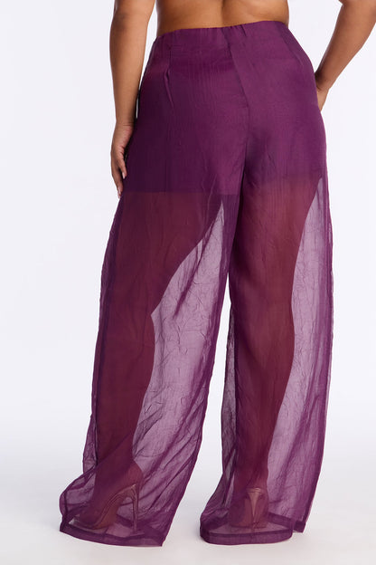 Late Nights Organza Wide Leg Pant 33″ - Plum