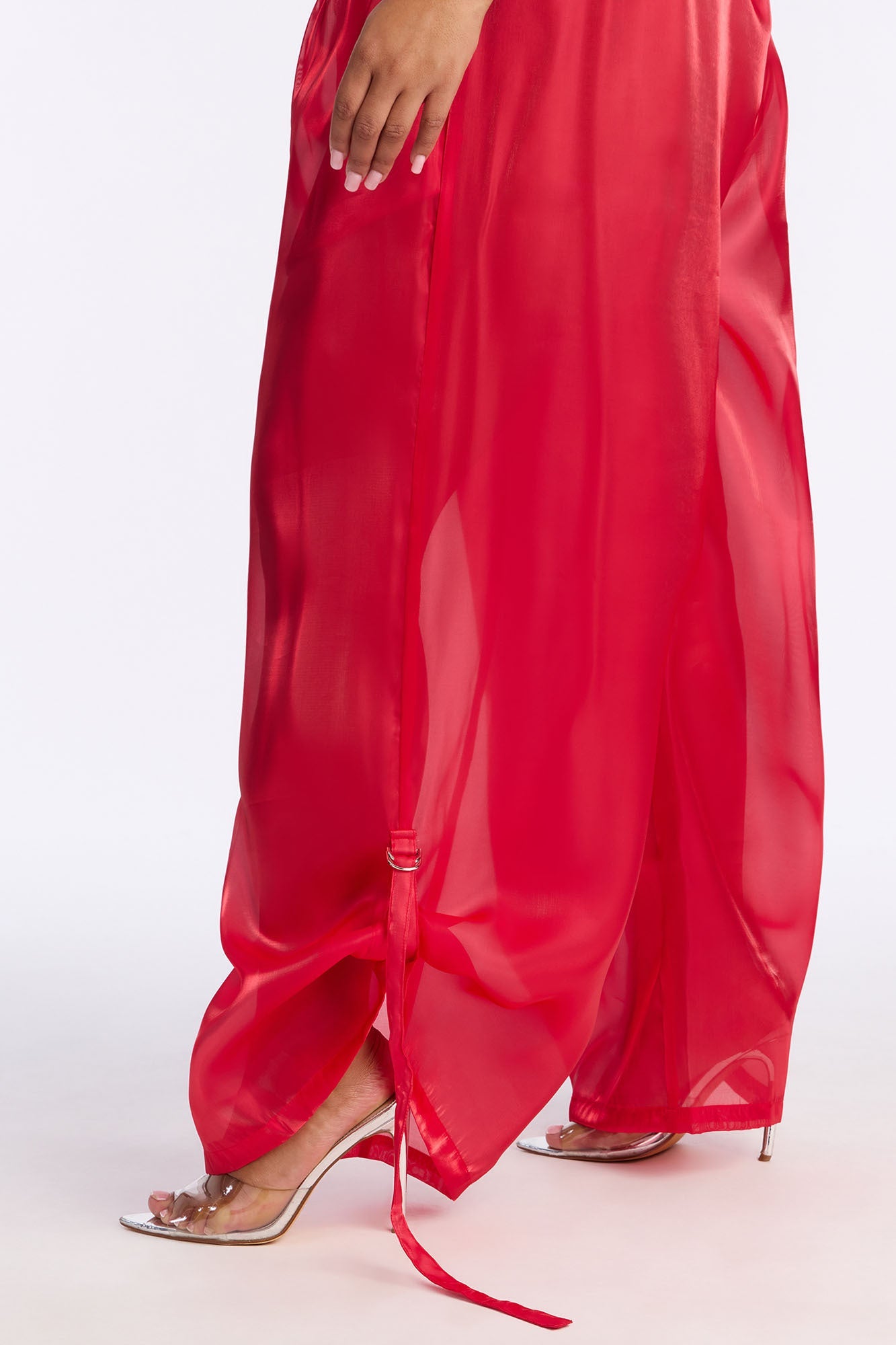 Made You Look Organza Wide Leg Pant - Red