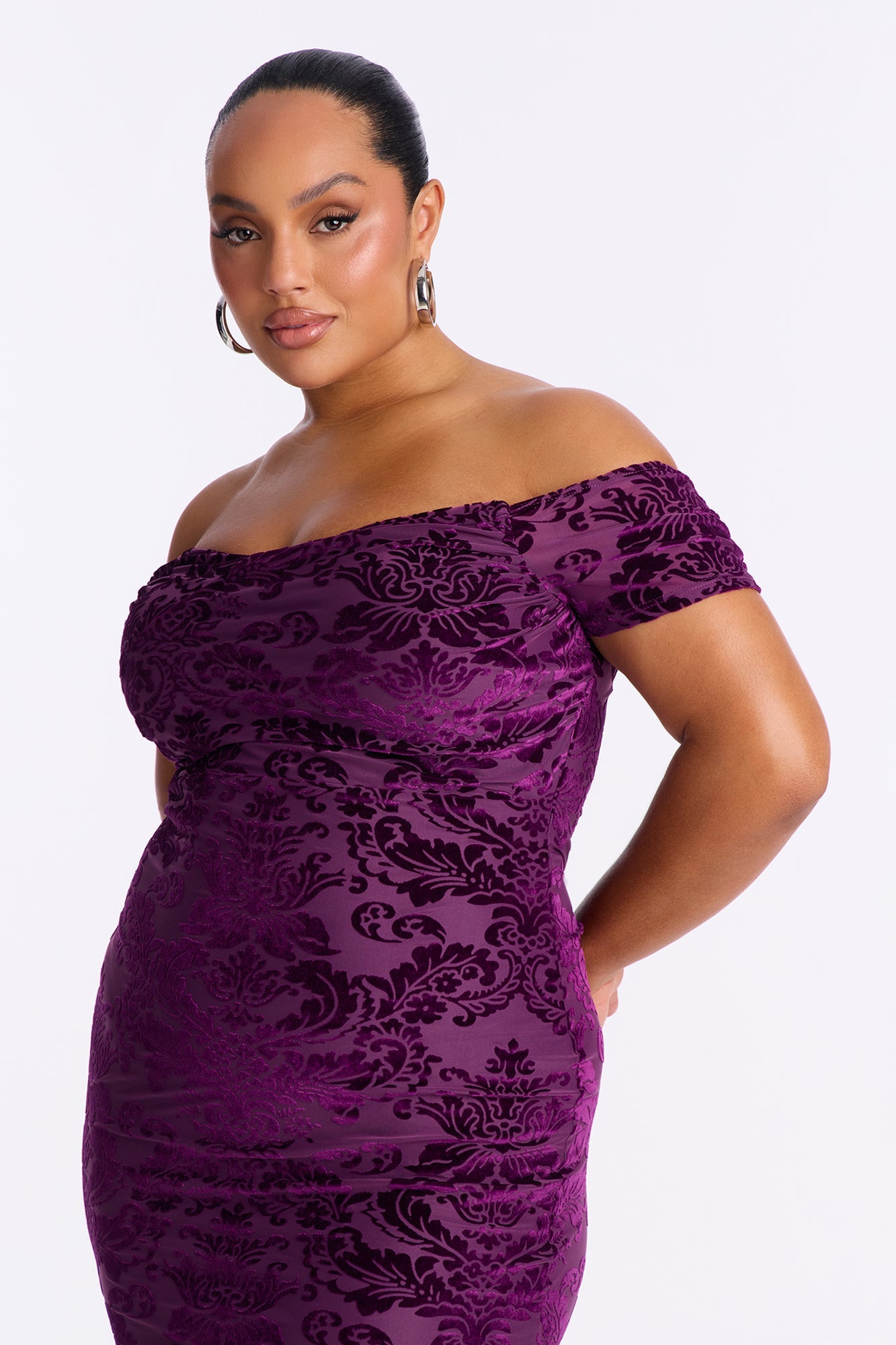 Marissa Velvet Midi Dress - Plum