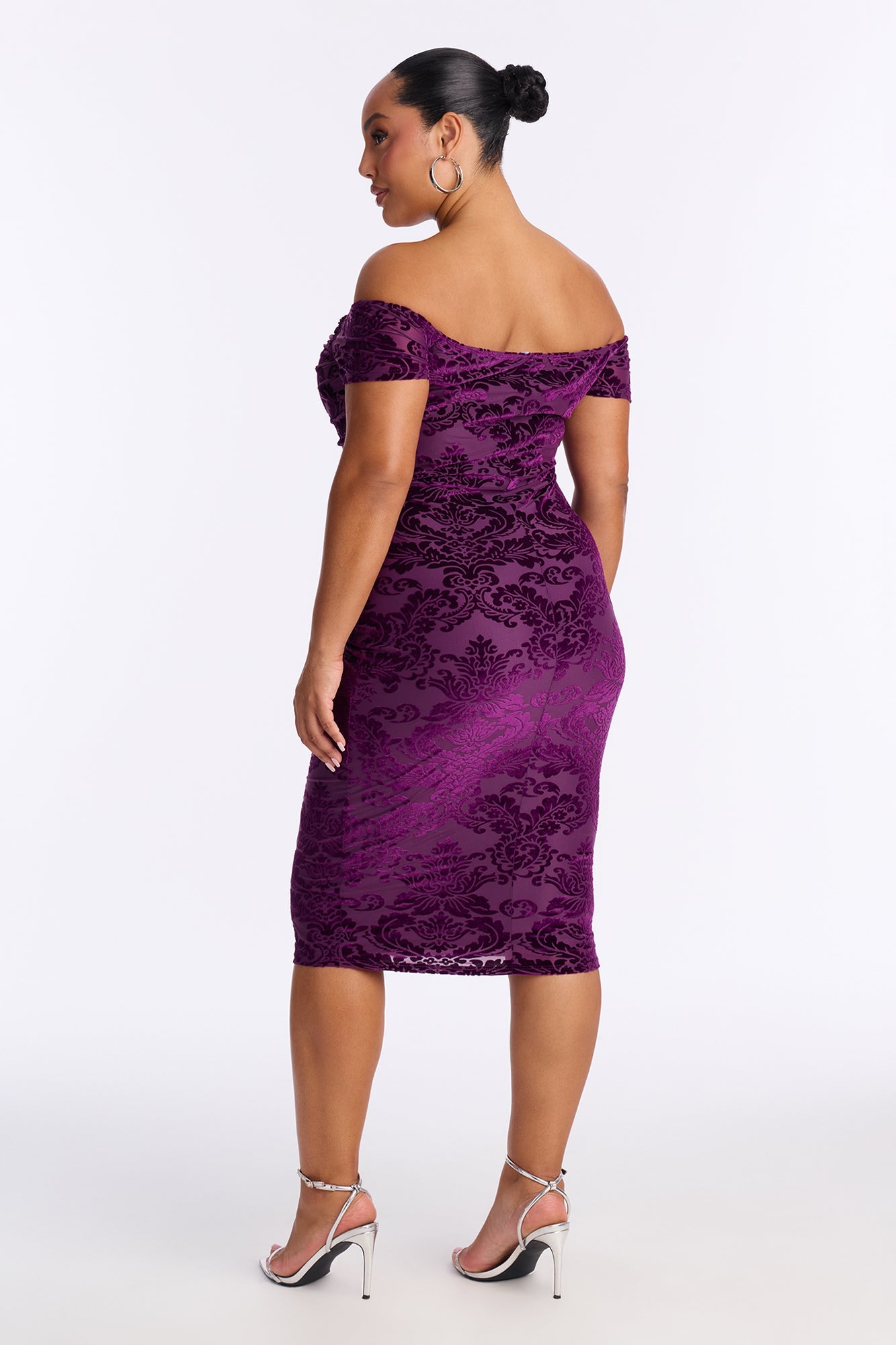 Marissa Velvet Midi Dress - Plum