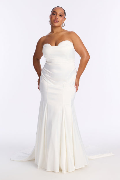 Amara Satin Mermaid Gown - White