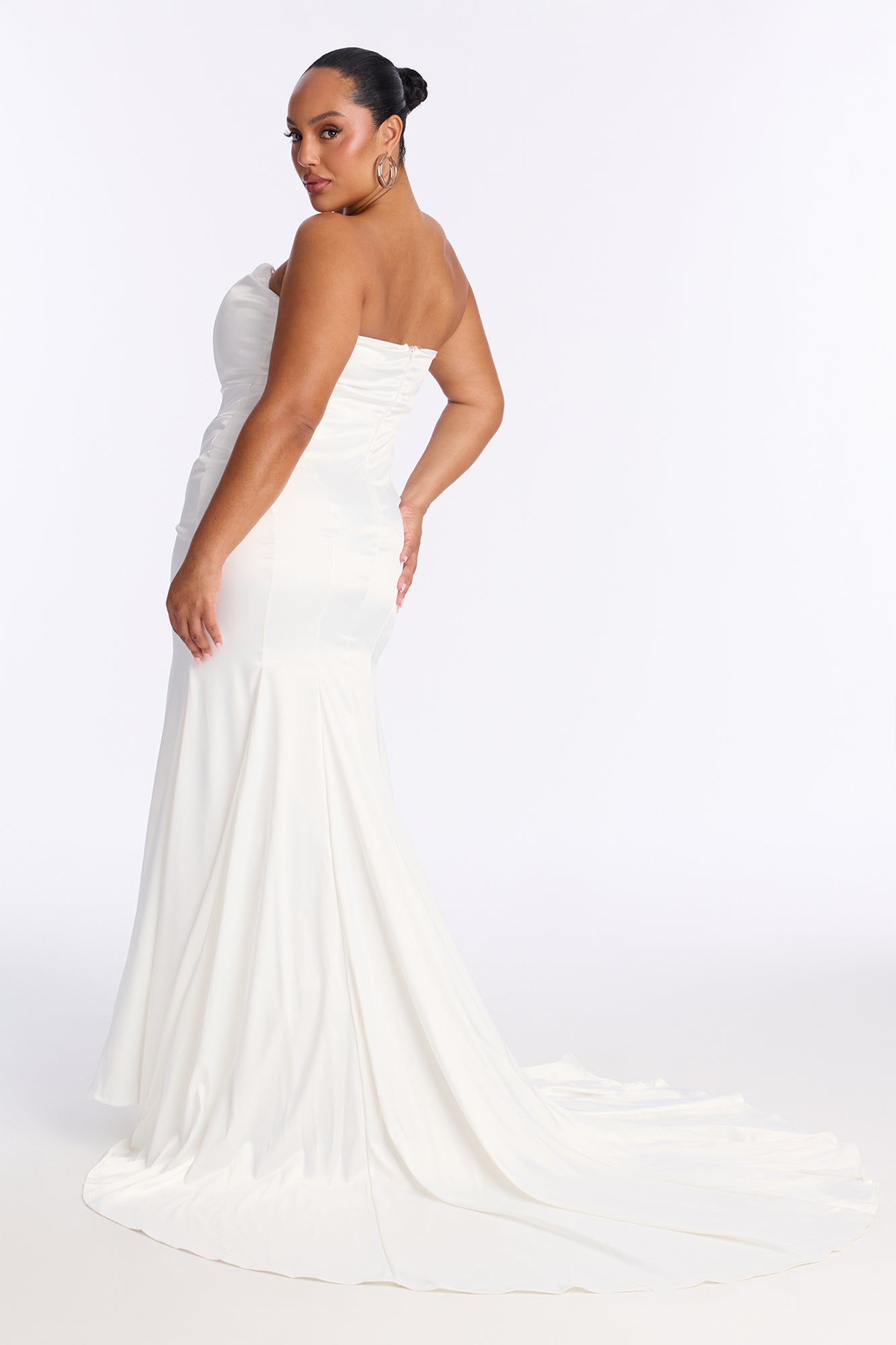 Amara Satin Mermaid Gown - White