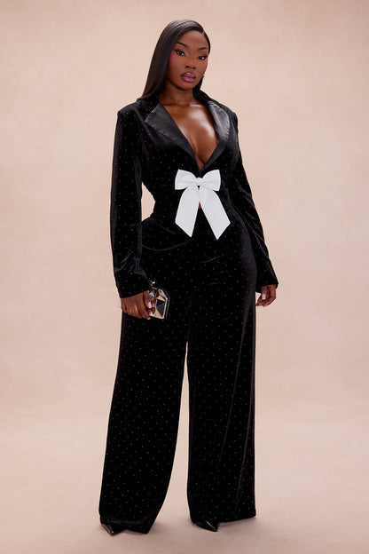 Just Like Magic Velvet Blazer Pant Set - Black