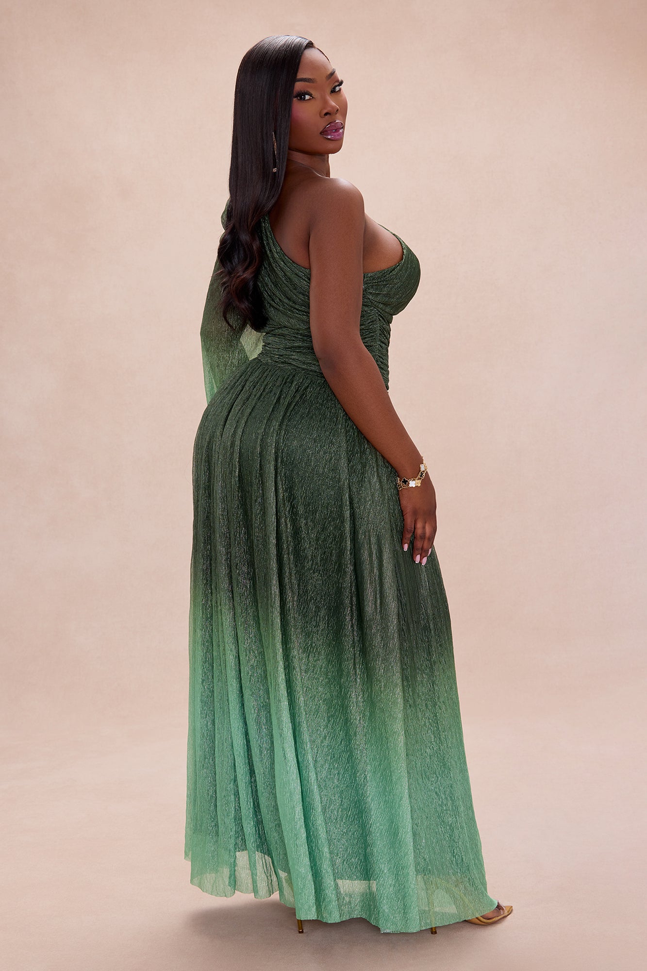 Glitter Dilemma Ombre Gown - Green