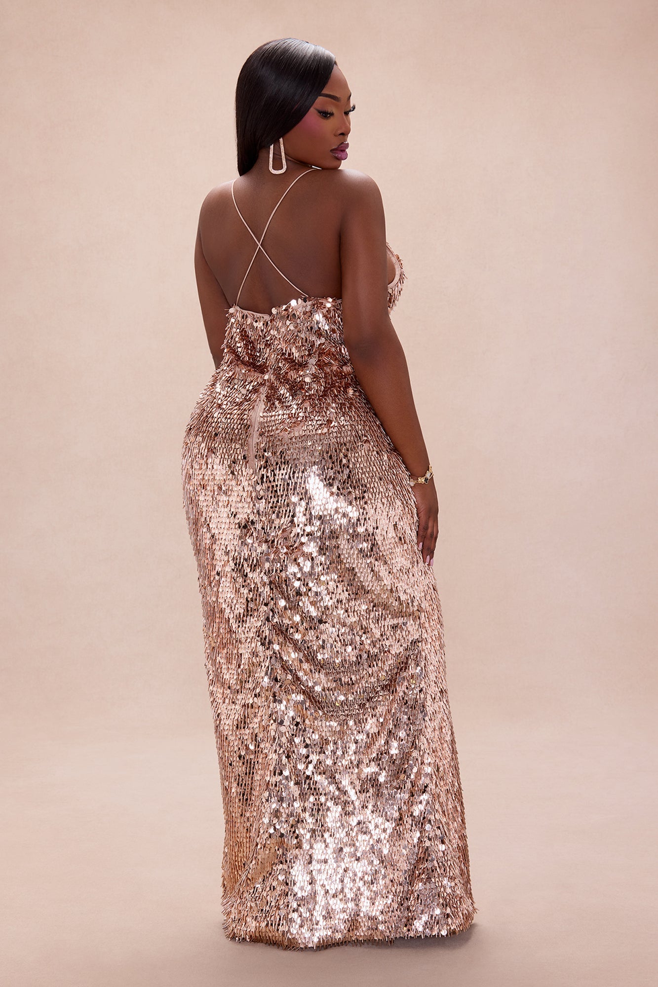 Seraphine Sequin Maxi Dress - Rose Gold