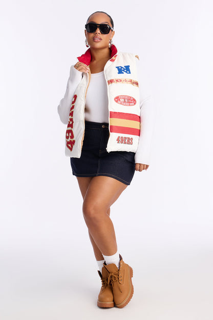 NFL SF 49ers Fan Puffer Vest - White