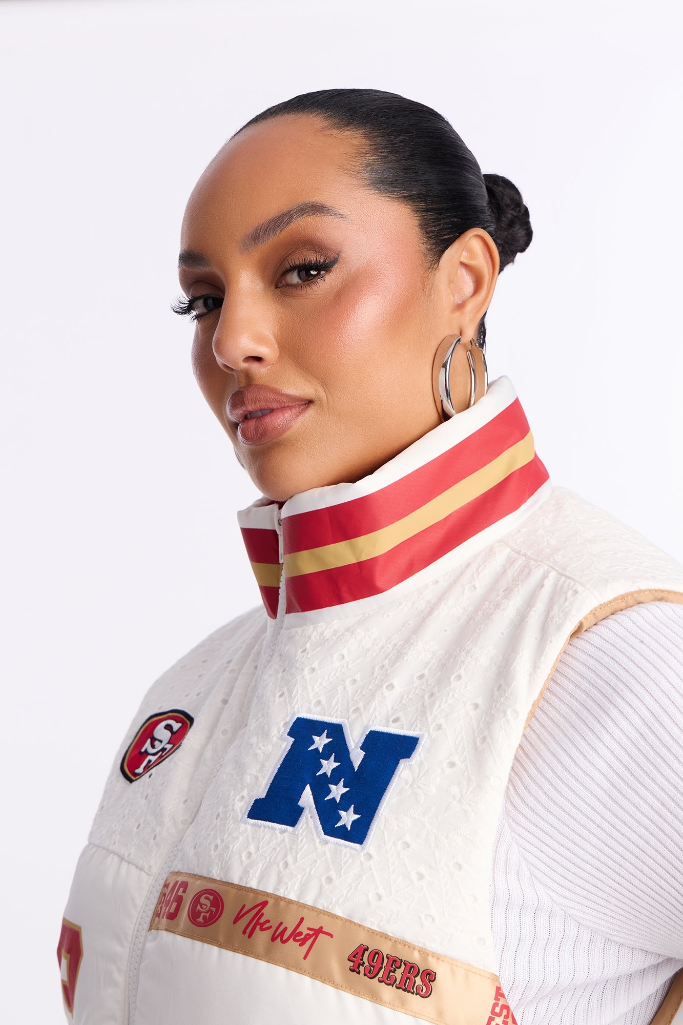 NFL SF 49ers Fan Puffer Vest - White